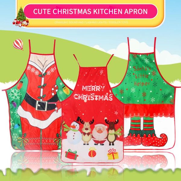 

aprons christmas kitchen apron cute santa claus elf pattern for holidays housewarming gift holiday festivals dinner decoration