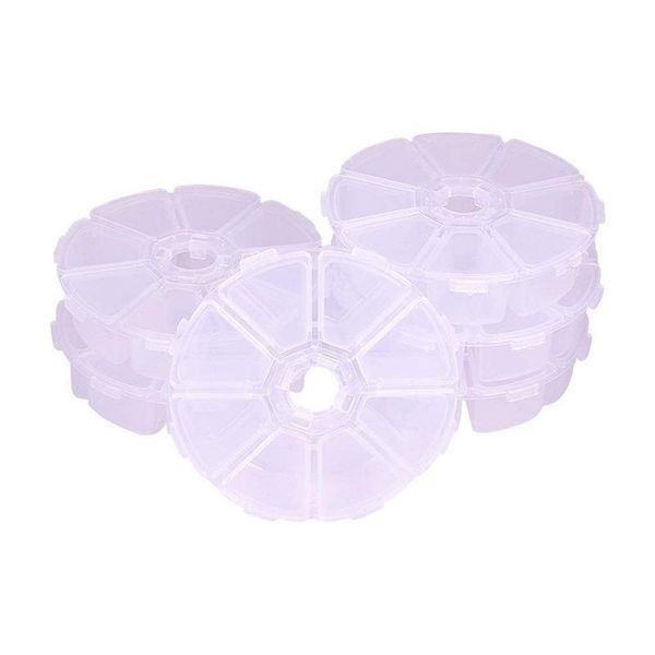 

hanging baskets 20 sets 8 compartments round storage box bead organizer display containers, 105x105x28mm
