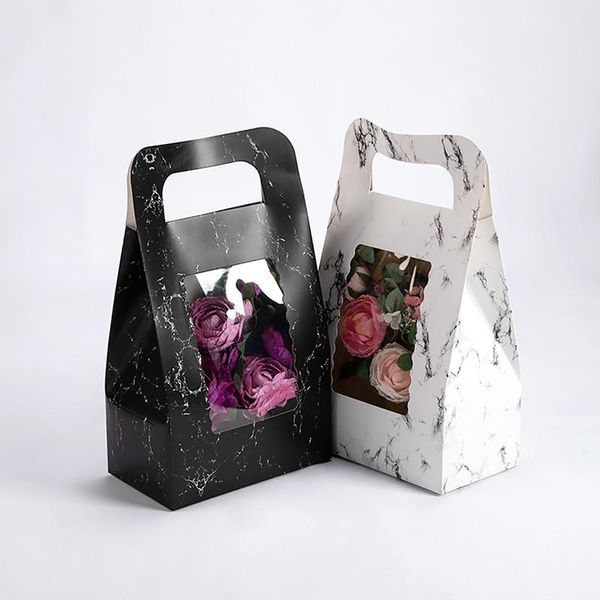 

portable flower box waterproof paper handbag gift packaging bag florist handy bags wedding party favor rose storage boxes wrap
