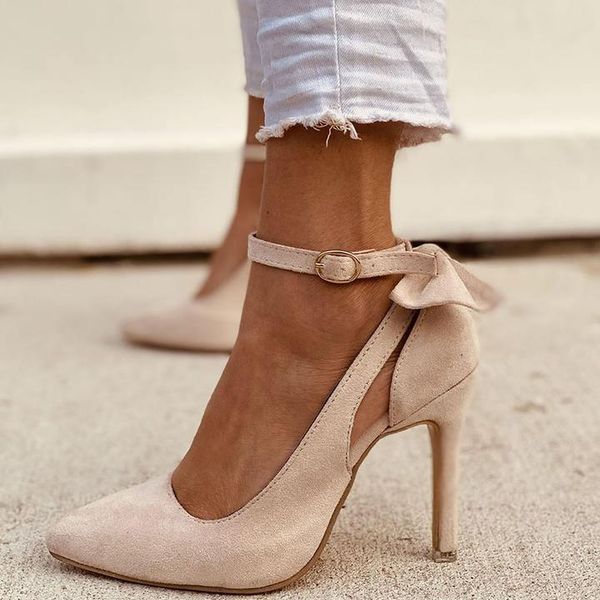 

sandals bow-knot shallow pointy high heels, Black