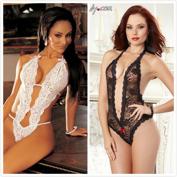 

underwear lace one-piece with neck and pajamas set 9070, Black;white
