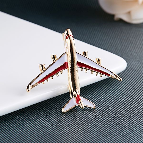

rinhoo cute little airplane brooch blue enamel goldcolor metal brooches pin fighter aircraft model jewelry suit clothes clips, Gray