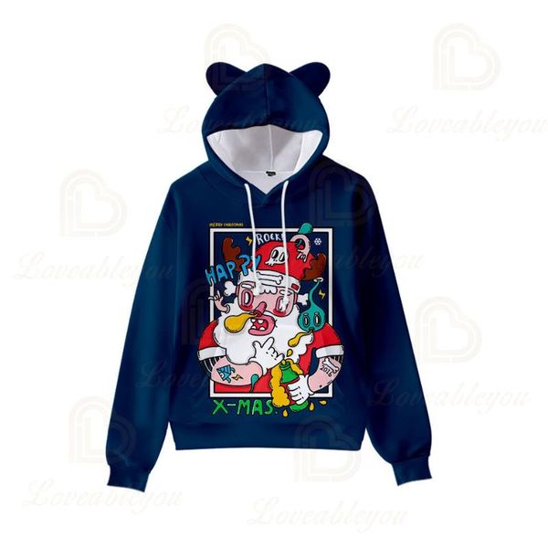 

men's hoodies & sweatshirts christmas sweatshirt kawaii harajuku cat ear hooded kids for boys girls clothe bluzy rozpinane, Black