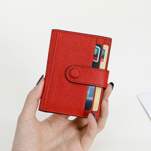 

designer bag ultra thin leather women card cover mall wallet buckle luxury fashion multi color women's shoulder bag, Brown;gray