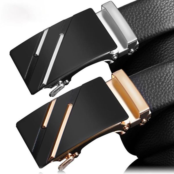 

belts men's leather belt metal automatic buckle designer luxury business strap for men 2021, Black;brown