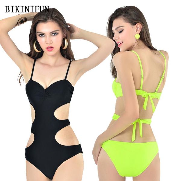 

one-piece suits solid color swimsuit women one piece suit backless padded bathing s-l girl beauty back swimwear string monokini