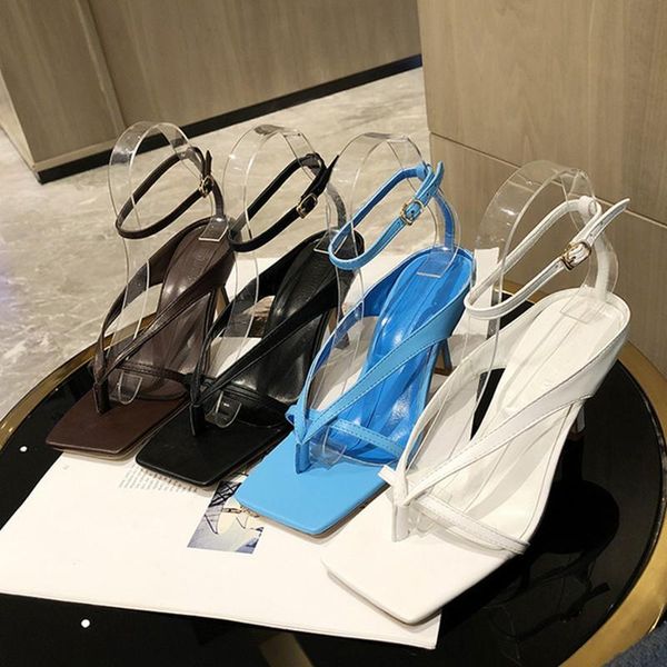 

four colors for spring and summer 2021.herringbone flip-toe sandals fashionable high heel square head banquet shoes, Black