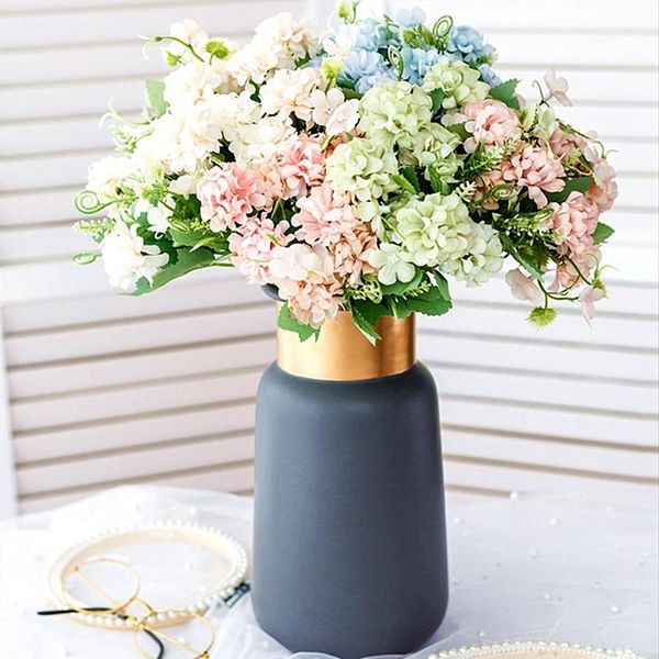 

white hydrangea artificial flower ball bunch silk diy pampas grass decor fake wedding decoration table bouquet decorative flowers & wreaths