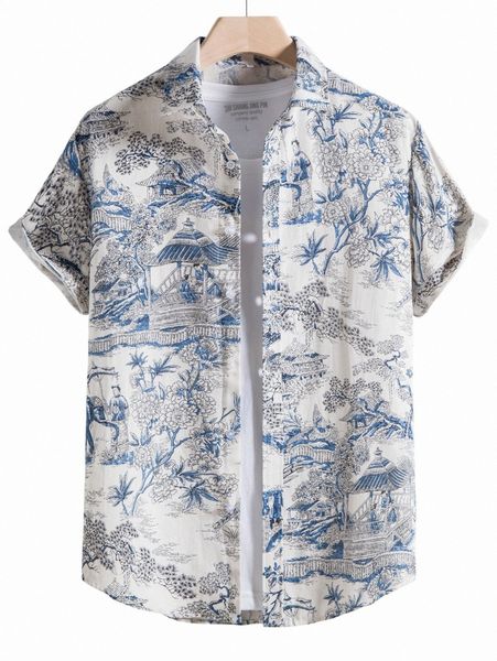 

men random floral & figure graphic shirt without tee 048h#, White;black