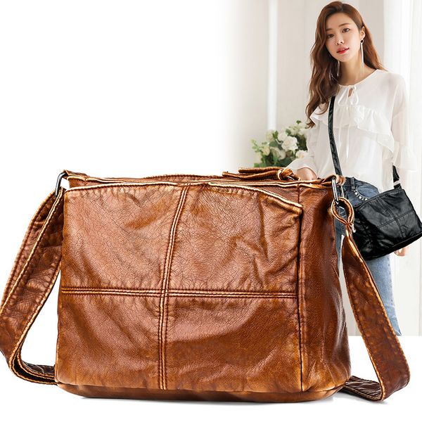 

messenger bags messenger bagsshoulder women's washed fashion soft leather small square shopping travel messenger bag
