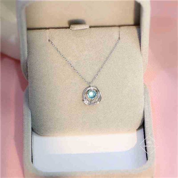 

925 sterling silver blue glass pendant necklace for women, Black