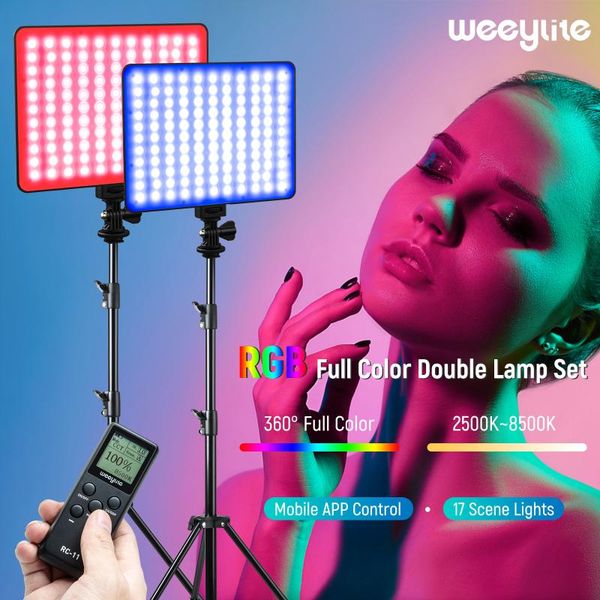 

flash heads weeylite sprite20 1/2pcs video rgb colors light kit wireless remote led panel for recording pography studio