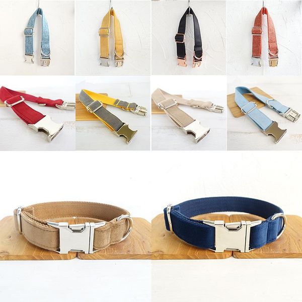 

polyester solid dog collar for small medium big dogs orange green purple pink blue black pet puppy necklace collier pour chien collars & lea