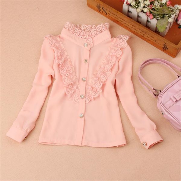 

spring autumn girls school blouses children clothing baby girl clothes chiffon child shirt lace patchwork blusas kids, White;black