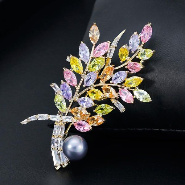 

pins, brooches fashion multicolors cubic zirconia saree for women metal pins badges clothes accessories, Gray