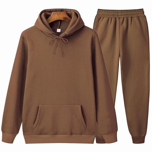 

men's hoodies & sweatshirts brand men hoodie fashion sportswear brown apricot hoodies+pants suit hip hop tracksuit clothing s-xxxl, Black