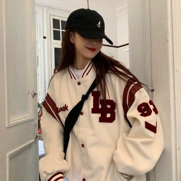 

women's jackets women oversized jacket coats baseball uniform student korean style zip up plus velvet autumn female, Black;brown