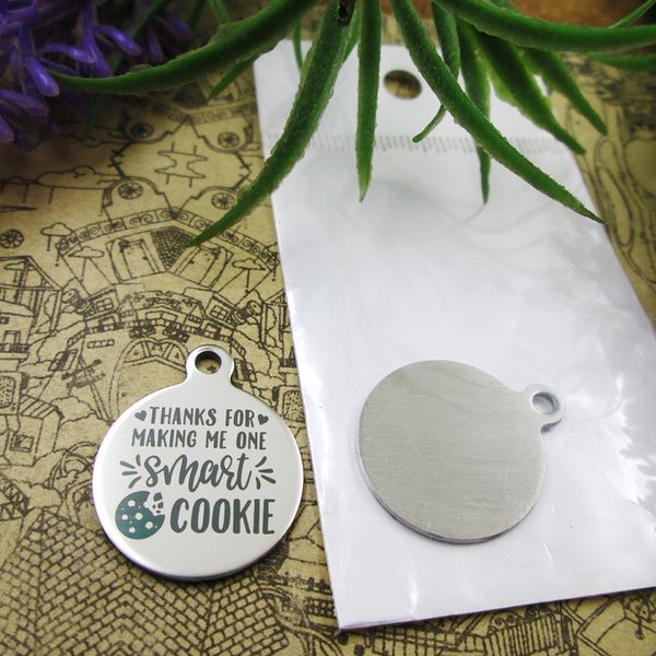 

40pcs--stainless steel charms"thanks for making me one smart cookie" more style choosing diy pendants fo necklace, Bronze;silver