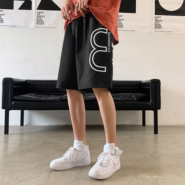 

fashion shorts summer men's casual trend loose capris thin sport harlan straight pants for lovers, White;black