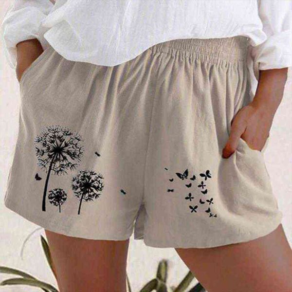 

summer casual solid cotton linen women shorts elastic waist two pockets for girls soft female, White;black