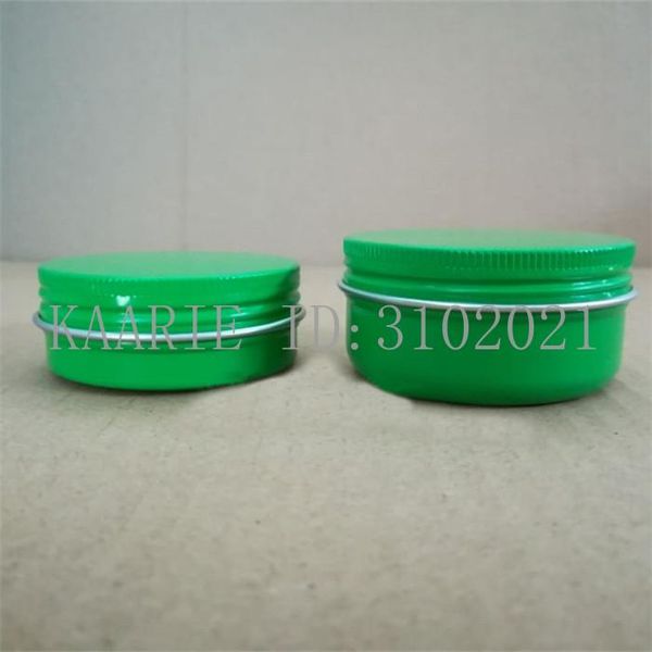 

30/50/60g ml refillable box green empty round aluminum metal tin cosmetic bottle cream diy jar lipstick pot storage bottles & jars