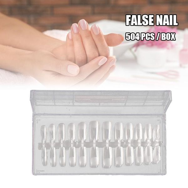 

false nails 504pcs fake nude transparent matte art patches french style nail press on short diy salon design to, Red;gold
