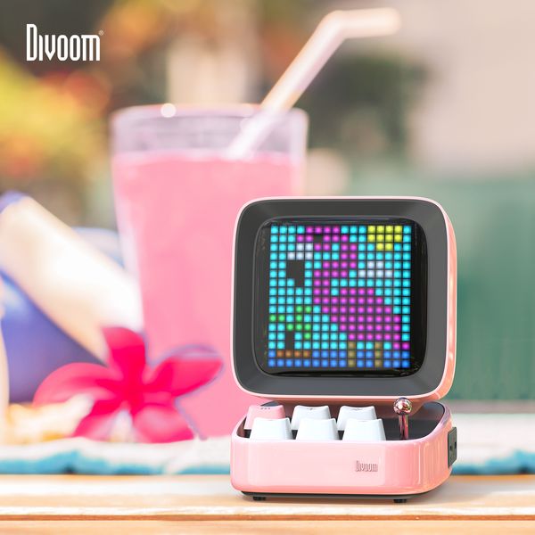 divoom ditoo retro pixel art bluetooth portable speaker alarm clock diy led...