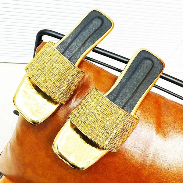 

slippers summer 2021 women shoes woman indoor footwear female flat rhinestone slides outdoor beach sandals ladies flip flop, Black