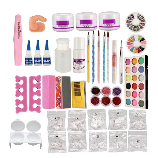 

nail art kits professional acrylic glitter color powder french deco tips set tools