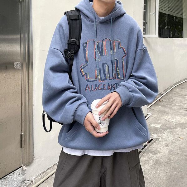 

men's hoodies & sweatshirts spring fashion hooded printing men black loose student top