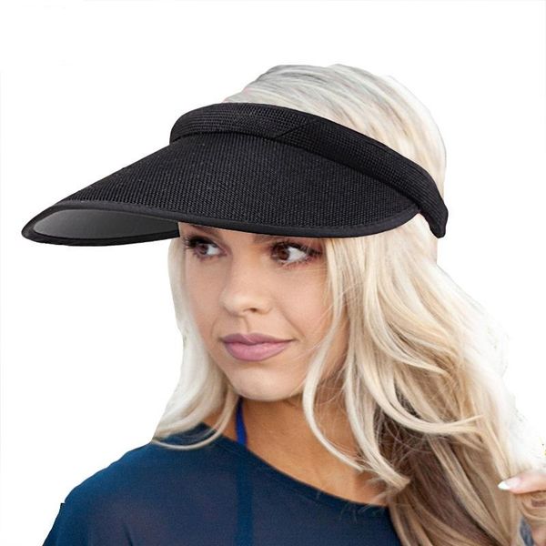

wide brim hats sun visors for women faux linen fashion sports visor, Blue;gray