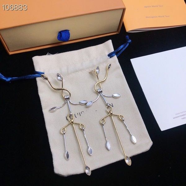 

luxury brand designer dangle earrings for women copper with 18k gold plated leaf cross exaggarate fashioin jewelry, Silver