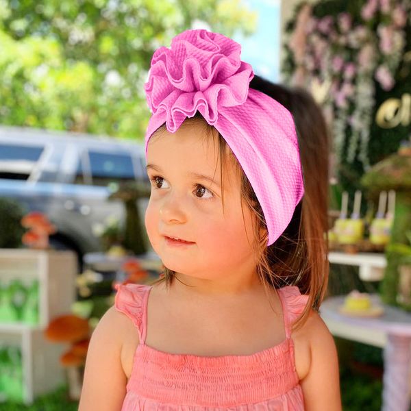 Kızlar Büyük Çiçek Bantlar Bebek Elastik Hairbands Şapkalar Çocuk Çocuk Geniş Bant Headdress Kafa Bantları Türban Kafa Sarar Katı Renk Kha654
