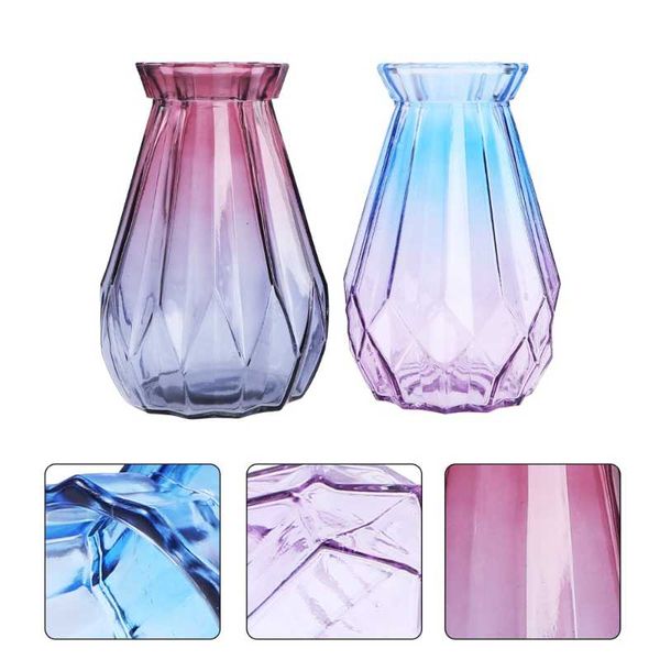 

2pcs home glass vase decor wedding deskpo prop(mixed color) vases