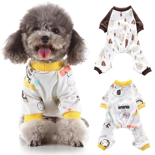 

dog jumpsuits pet 4 legged pajamas forest pattern casual homewear cotton outfit puppy all seasons apparel jumpsuit