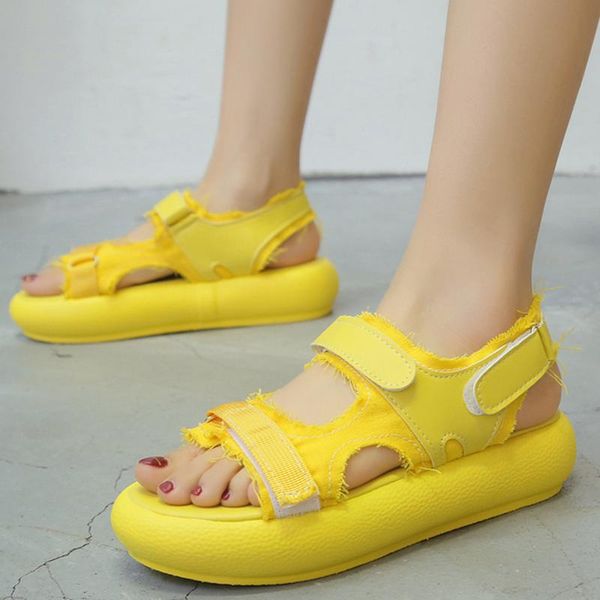 

sandals rimocy comfortable cloth patchwork women summer soft thick bottom platform sandal female solid casual sandalias woman, Black