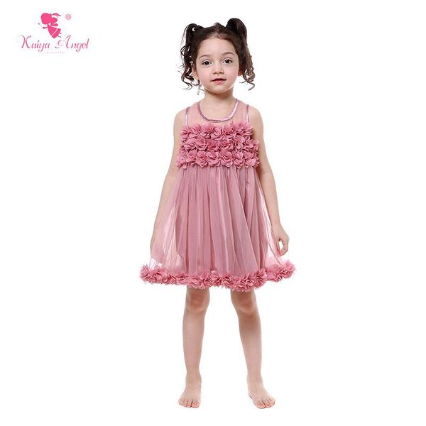 

girl's dresses kaiya angel 2021 baby girls summer dress kids tulle party for children dust pink rose kid clothes princess, Red;yellow