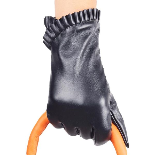 Fingerlose Handschuhe 200 Paare / los Frauen Luxus Leder für Winter Warme Mode Spitze Balck Fäustlinge Damen Outdoor Fahren