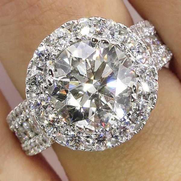 

wedding rings design luxurious elegant zircon women ring white openwork ladies jewelry valentine's day gifts for lover, Slivery;golden