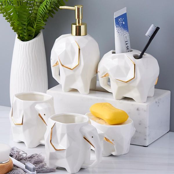 

household bathroom five-piece set creative mouthwash cup toothbrush holder lotion bottle soap tray simple supplies bath accessory