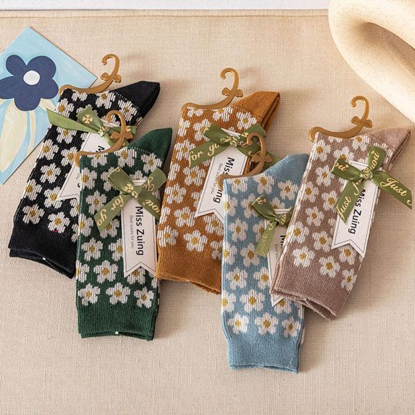 

autumn winter double way style small flower combed cotton medium, Black;white