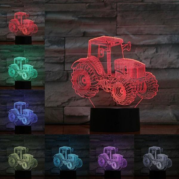 

night lights tractors 3d lamp light led bulb multi-color flash fade holiday props christmas xmas gifts for children girl home decor