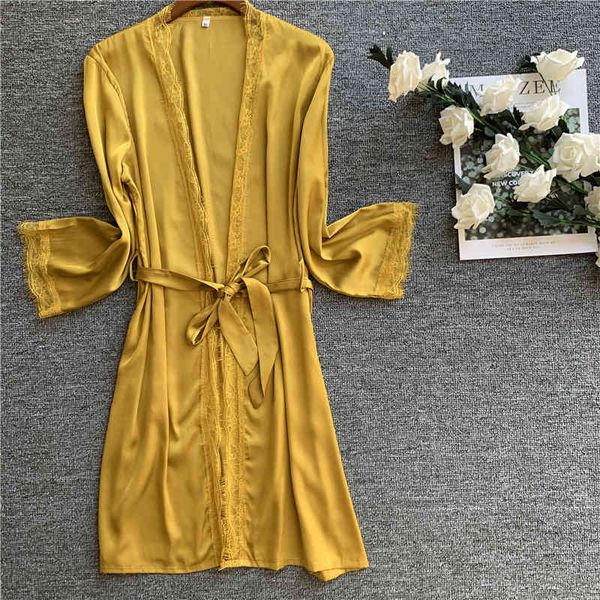 

casual dresses lace women robe with belt slim bathrobe satin sleepwear 6c54, Black;gray