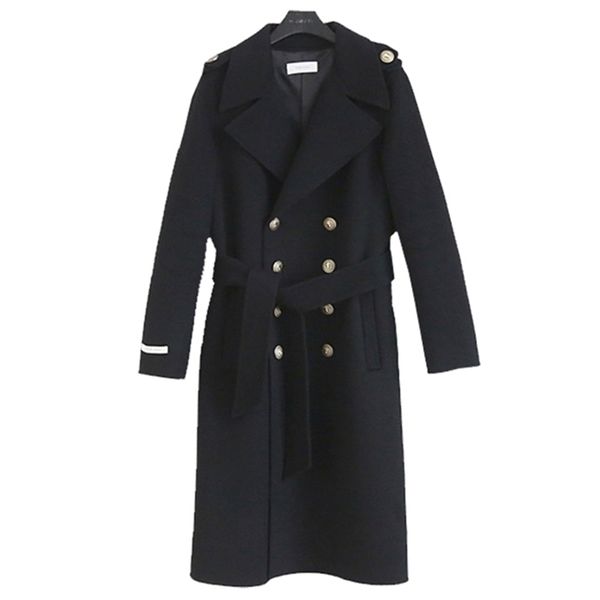 

large size women's woolen coat fat mm winter korean version of the long paragraph over the knee loose woolen coat 211104, Black