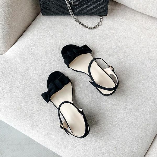 

oversized -16 high heels sandals women shoes woman summer ladies bow toe buckle, Black