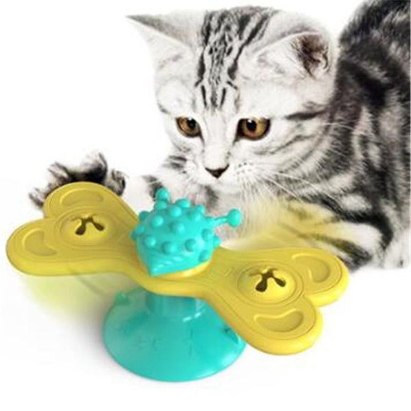 

cat toys slicone turntable catnip windmill toy interactive cats massage brush chew for small pet kitty grab with light