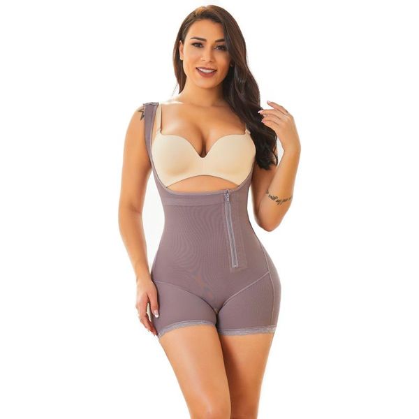 

women's shapers shapewear tummy control full body shaper high waist fajas colombianas side zipper one-piece skims slim, Black;white