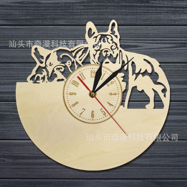 

wooden wall clock custom pet dog shape modern shop decoration clocks