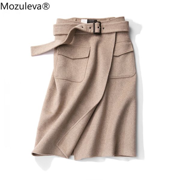 

handmade double-sided wool skirt woolen autumn women's dress knee-length 210427, Black