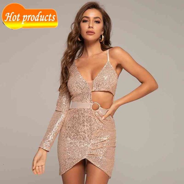 

two piece dress you all fancy gold sequins hollow out a shoulder celebrity party mini dress club 7b9s, White